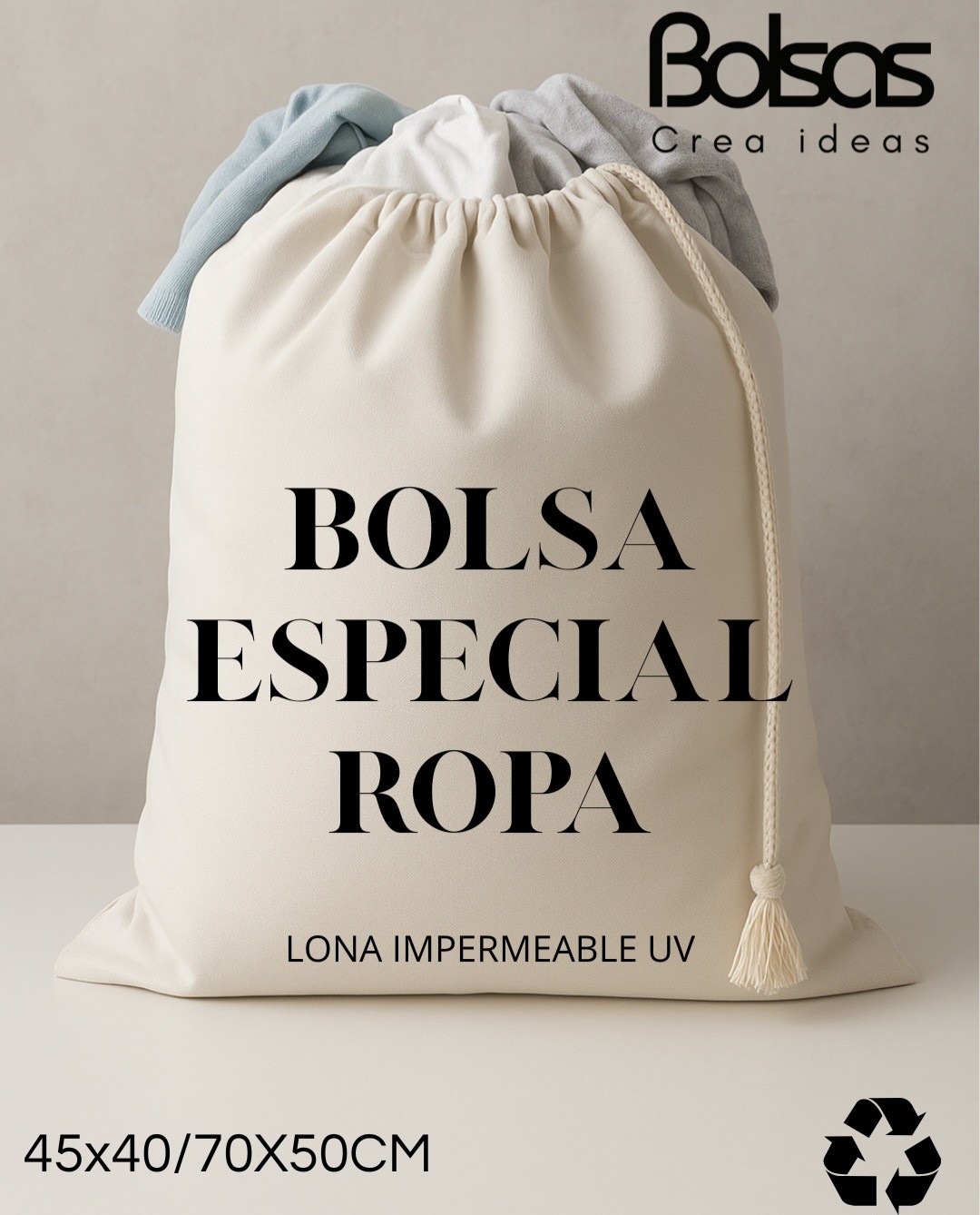 Pack 12 Bolsas ropa xl 45x40cm lona poliester impermeable uv